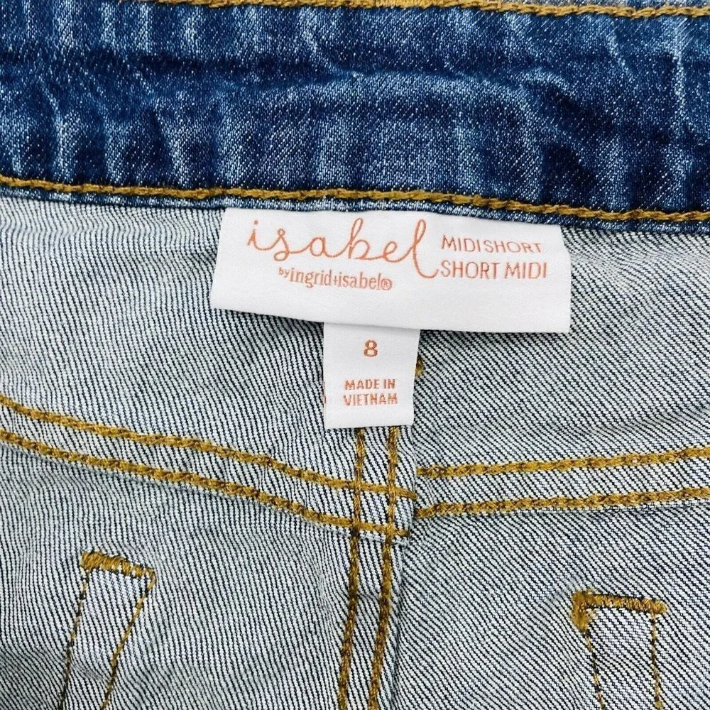 Isabel Maternity by‎ Ingrid & Isabel Size 8 Under Belly Jean Shorts Dark Wash